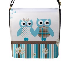 Owl Animal Daisy Flower Stripes Flap Messenger Bag (l)  by Sapixe