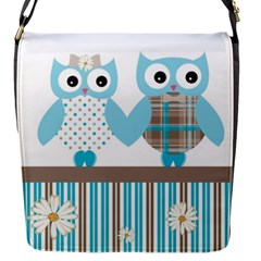 Owl Animal Daisy Flower Stripes Flap Messenger Bag (s) by Sapixe