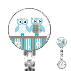 Owl Animal Daisy Flower Stripes Stainless Steel Nurses Watch by Sapixe