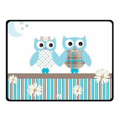 Owl Animal Daisy Flower Stripes Double Sided Fleece Blanket (small)  by Sapixe