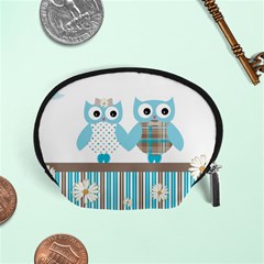 Owl Animal Daisy Flower Stripes Accessory Pouches (small)  by Sapixe