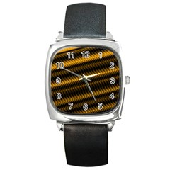 Ornament Stucco Close Pattern Art Square Metal Watch by Sapixe