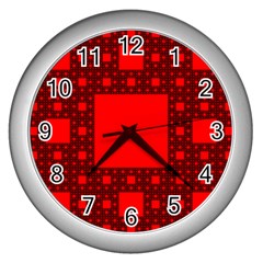 Sierpinski Carpet Plane Fractal Wall Clocks (silver)  by Sapixe