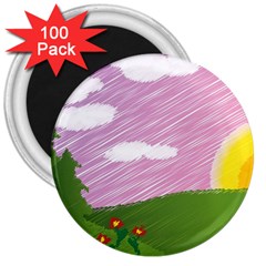 Pine Trees Trees Sunrise Sunset 3  Magnets (100 Pack) by Sapixe