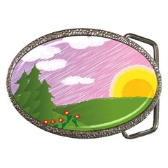 Pine Trees Trees Sunrise Sunset Belt Buckles by Sapixe