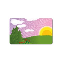 Pine Trees Trees Sunrise Sunset Magnet (name Card) by Sapixe