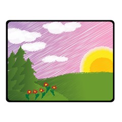 Pine Trees Trees Sunrise Sunset Double Sided Fleece Blanket (small)  by Sapixe