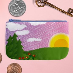 Pine Trees Trees Sunrise Sunset Large Coin Purse by Sapixe