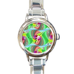 Seamless Pattern Twirl Spiral Round Italian Charm Watch by Sapixe