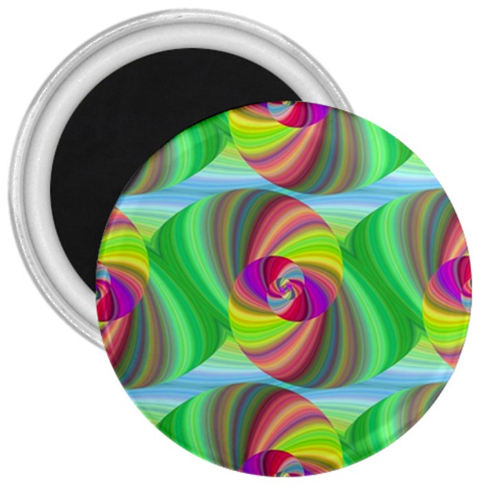 Seamless Pattern Twirl Spiral 3  Magnets