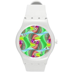 Seamless Pattern Twirl Spiral Round Plastic Sport Watch (m) by Sapixe