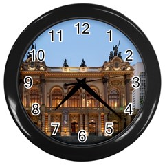 Municipal Theatre Of Sao Paulo Brazil Wall Clocks (black) by Sapixe