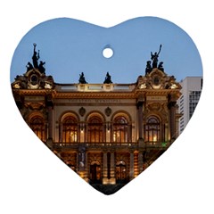 Municipal Theatre Of Sao Paulo Brazil Heart Ornament (two Sides) by Sapixe