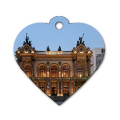 Municipal Theatre Of Sao Paulo Brazil Dog Tag Heart (one Side) by Sapixe