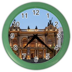 Municipal Theatre Of Sao Paulo Brazil Color Wall Clocks by Sapixe