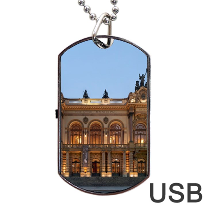 Municipal Theatre Of Sao Paulo Brazil Dog Tag USB Flash (One Side)