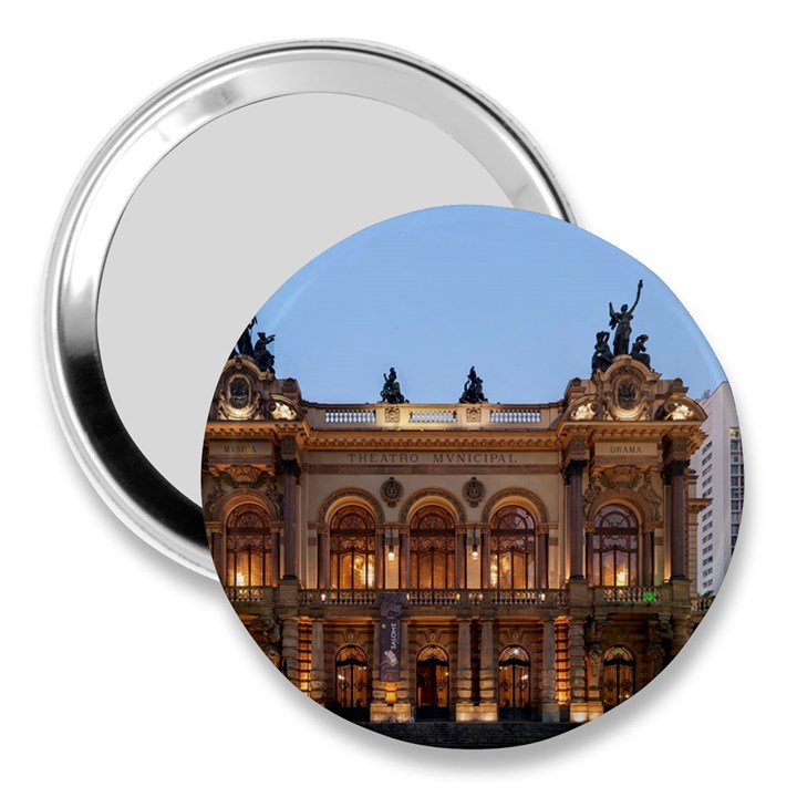 Municipal Theatre Of Sao Paulo Brazil 3  Handbag Mirrors