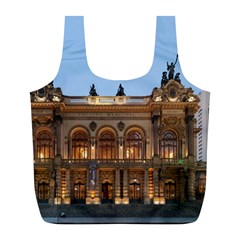 Municipal Theatre Of Sao Paulo Brazil Full Print Recycle Bags (l)  by Sapixe