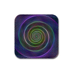 Spiral Fractal Digital Modern Rubber Square Coaster (4 Pack)  by Sapixe