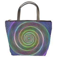 Spiral Fractal Digital Modern Bucket Bags by Sapixe