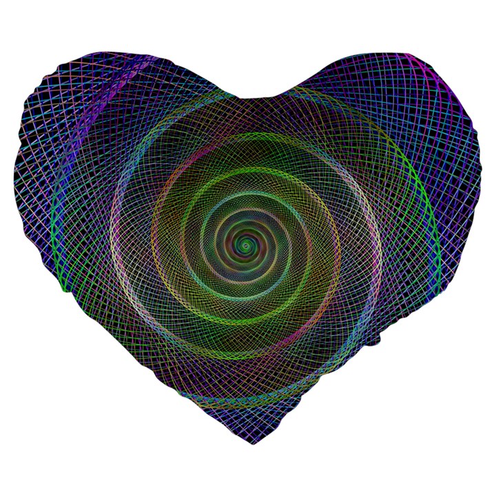 Spiral Fractal Digital Modern Large 19  Premium Heart Shape Cushions