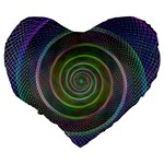 Spiral Fractal Digital Modern Large 19  Premium Heart Shape Cushions Back