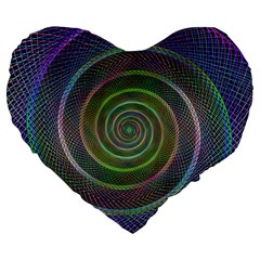 Spiral Fractal Digital Modern Large 19  Premium Flano Heart Shape Cushions by Sapixe