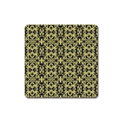 Golden Ornate Intricate Pattern Square Magnet by dflcprints