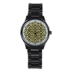 Golden Ornate Intricate Pattern Stainless Steel Round Watch by dflcprints