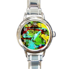 Yellow Dolphins   Blue Lagoon 6 Round Italian Charm Watch by bestdesignintheworld