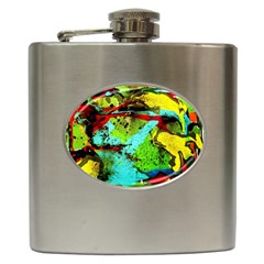 Yellow Dolphins   Blue Lagoon 6 Hip Flask (6 Oz) by bestdesignintheworld