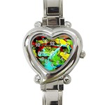 Yellow Dolphins   Blue Lagoon 6 Heart Italian Charm Watch Front