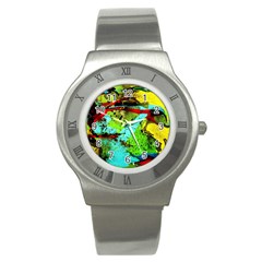 Yellow Dolphins   Blue Lagoon 6 Stainless Steel Watch by bestdesignintheworld