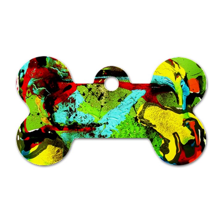 Yellow Dolphins   Blue Lagoon 6 Dog Tag Bone (One Side)