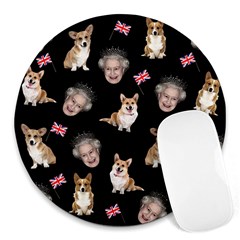 Queen Elizabeth s Corgis Pattern Round Mousepads by Valentinaart