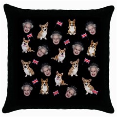 Queen Elizabeth s Corgis Pattern Throw Pillow Case (black) by Valentinaart