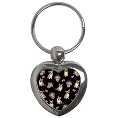 Queen Elizabeth s Corgis Pattern Key Chains (heart)  by Valentinaart