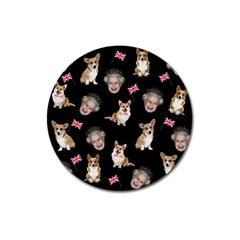 Queen Elizabeth s Corgis Pattern Magnet 3  (round) by Valentinaart