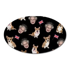 Queen Elizabeth s Corgis Pattern Oval Magnet by Valentinaart