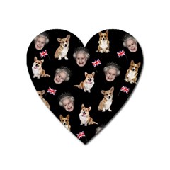 Queen Elizabeth s Corgis Pattern Heart Magnet by Valentinaart