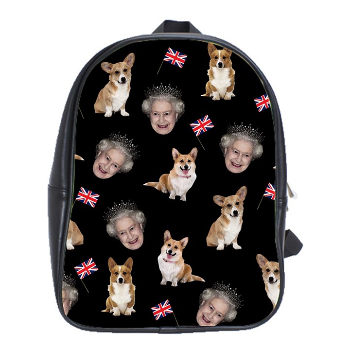 Queen Elizabeth s corgis pattern School Bag (Large)