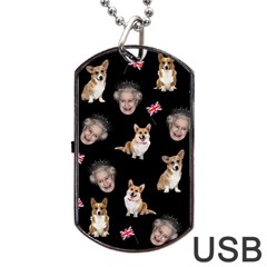 Queen Elizabeth s Corgis Pattern Dog Tag Usb Flash (one Side) by Valentinaart