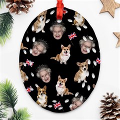 Queen Elizabeth s Corgis Pattern Ornament (oval Filigree)