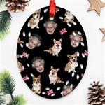 Queen Elizabeth s corgis pattern Ornament (Oval Filigree) Front