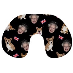 Queen Elizabeth s Corgis Pattern Travel Neck Pillows by Valentinaart