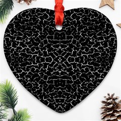 Cracked Dark Texture Pattern Ornament (heart) by dflcprints