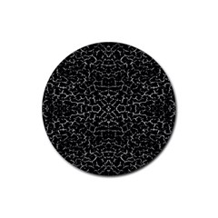 Cracked Dark Texture Pattern Rubber Coaster (round) 