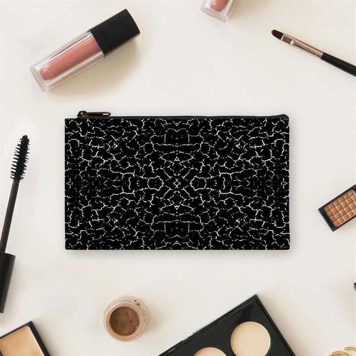 Cracked Dark Texture Pattern Cosmetic Bag (Small) 