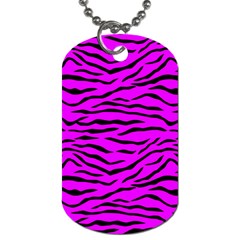 Hot Neon Pink And Black Tiger Stripes Dog Tag (one Side) by PodArtist