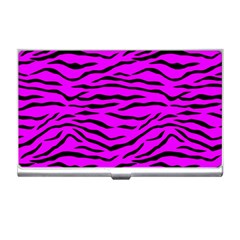 Hot Neon Pink And Black Tiger Stripes Business Card Holders by PodArtist